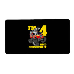 Fire Truck 4th Birthday Boy 4 Firefighter Gift