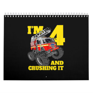 Fire Truck 4th Birthday Boy 4 Firefighter Gift Calendar