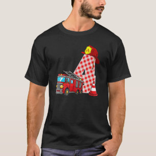 Fire Truck 4th Birthday Boy Toddler Firefighter 4  T-Shirt