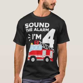 Fire Truck 4th Birthday Firefighter 4 Year Old  T-Shirt