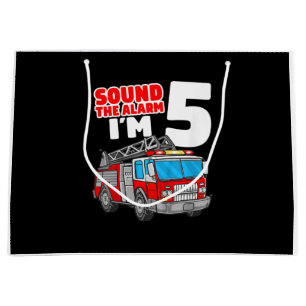 Fire Truck 5 Year Old Firefighter 5th Birthday Large Gift Bag