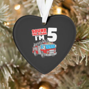 Fire Truck 5 Year Old Firefighter 5th Birthday Ornament