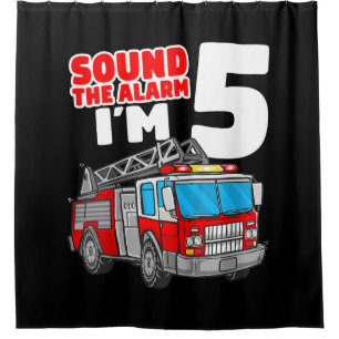 Fire Truck 5 Year Old Firefighter 5th Birthday Shower Curtain