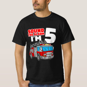 Fire Truck 5 Year Old Firefighter 5th Birthday T-Shirt