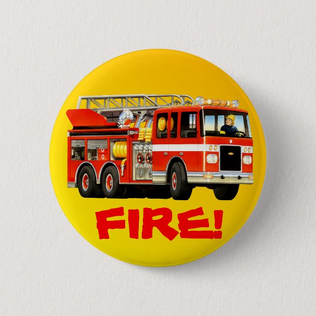 Fire Truck 6 Cm Round Badge (Front)