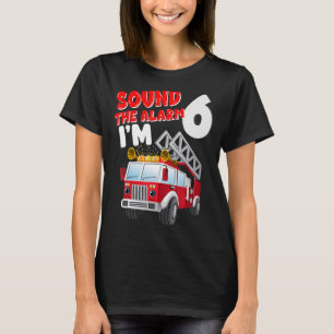 Fire Truck 6 Year Old Firefighter 6th Birthday Boy T-Shirt