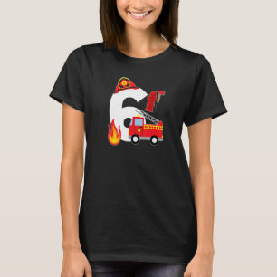 Fire Truck 6 Year Old Firefighter 6th Birthday Boy T-Shirt