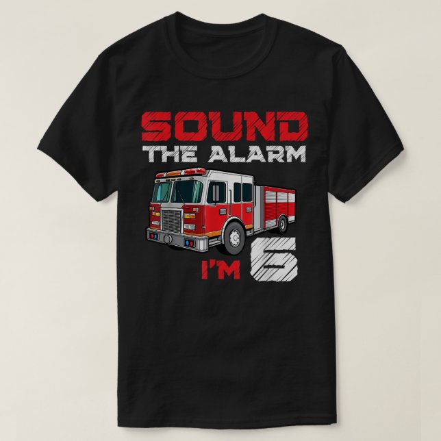 Fire Truck 6th Birthday Boy Future Firefighter 6 Y T-Shirt (Design Front)