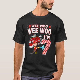 Fire Truck 7 Year Old Firefighter 7th Birthday Boy T-Shirt