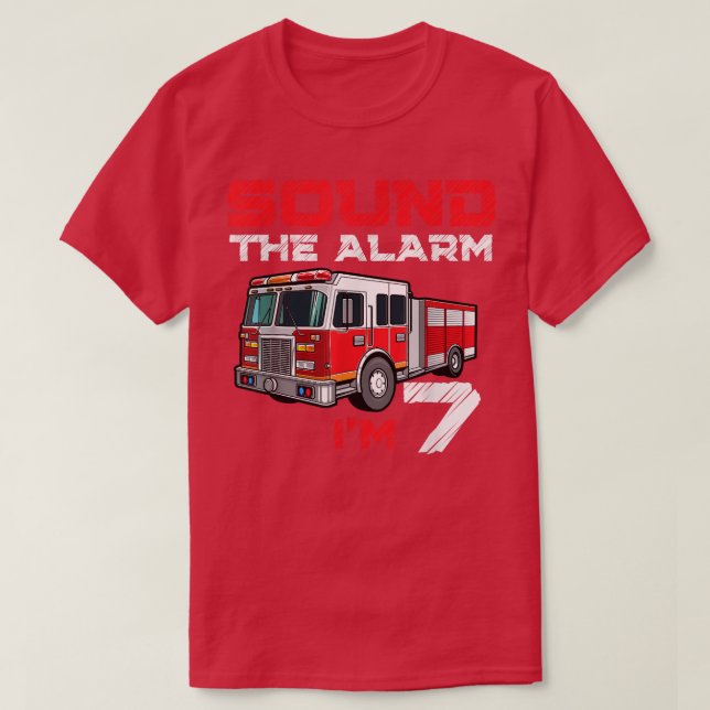 Fire Truck 7th Birthday Boy Future Firefighter 7 Y T-Shirt (Design Front)