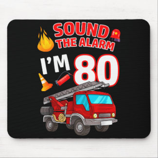 Fire Truck 80th Birthday Firefighter Fireman 80 Ye Mouse Mat