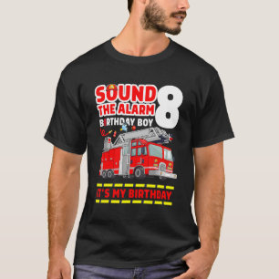 Fire Truck 8 Year Old Firefighter 8th Birthday Boy T-Shirt