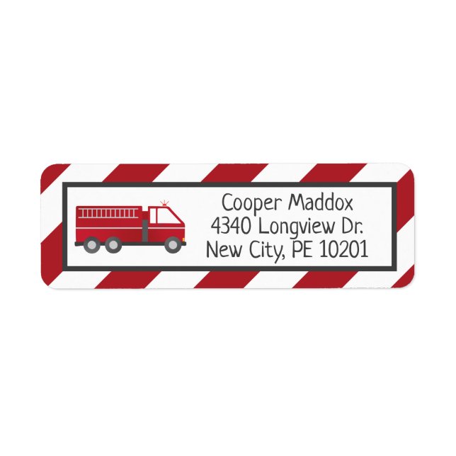 Fire Truck Address Labels for Firefighter Birthday (Front)
