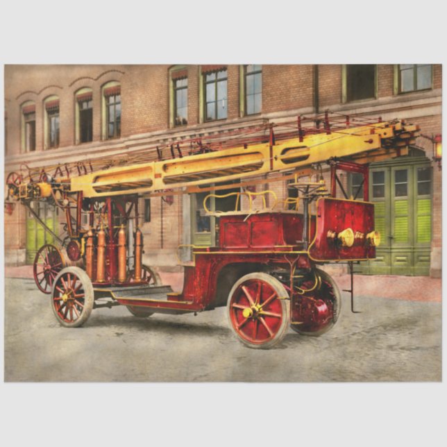 Fire Truck - An electric ladder truck 1907 Tissue Paper (Front)