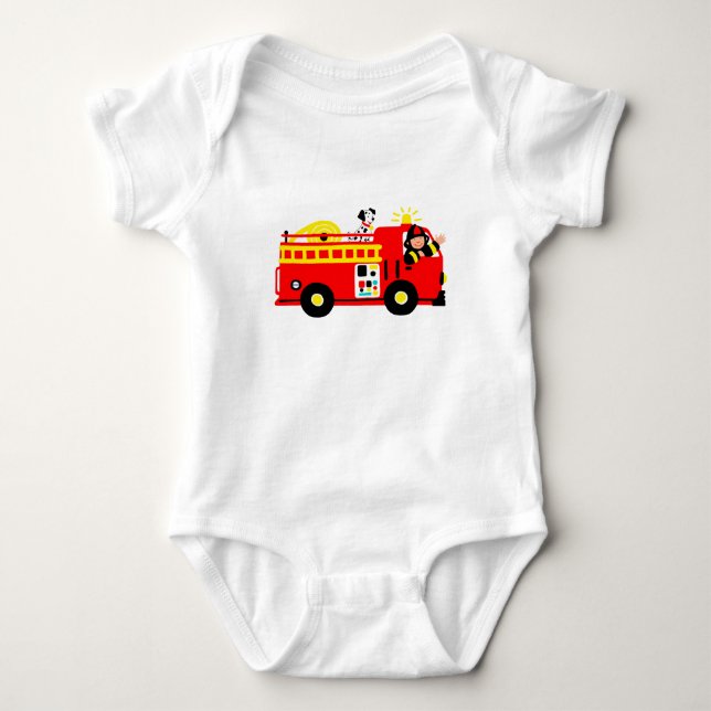 Fire Truck Baby Bodysuit (Front)