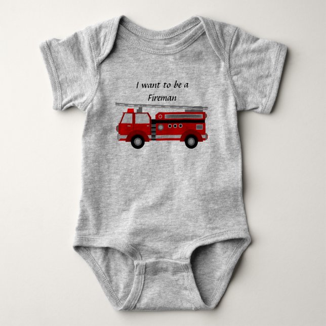 Fire Truck - Baby Romper Bodysuit (Front)