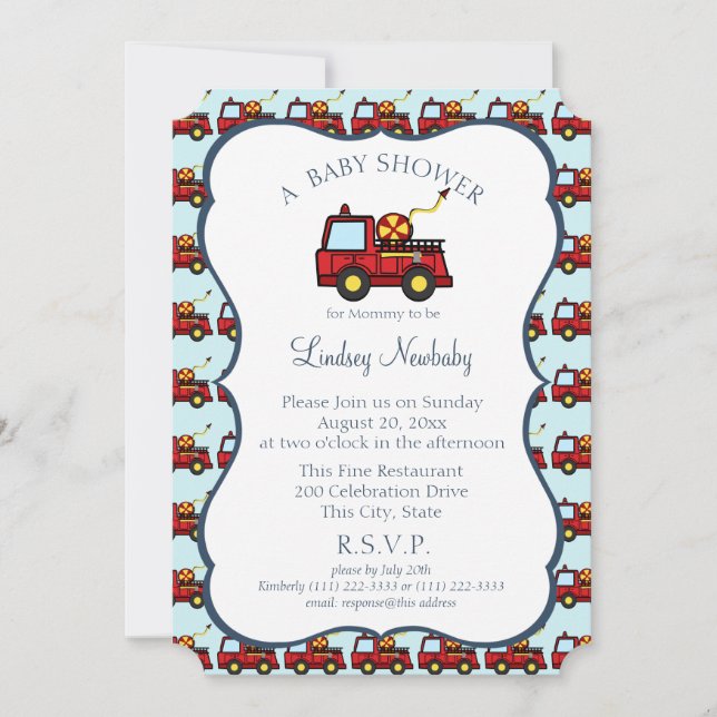 Fire Truck Baby Shower Invitation (Front)