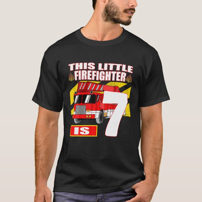 Fire Truck Birthday - 7 Year Old T-Shirt (Front)