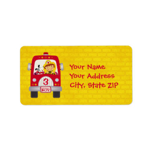 Fire Truck Birthday Boy Label
