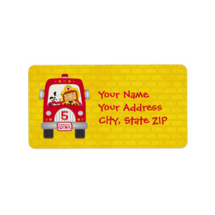 Fire Truck Birthday Girl v1 Label