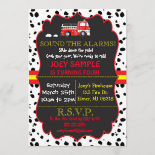 Fire Truck Birthday Invitation