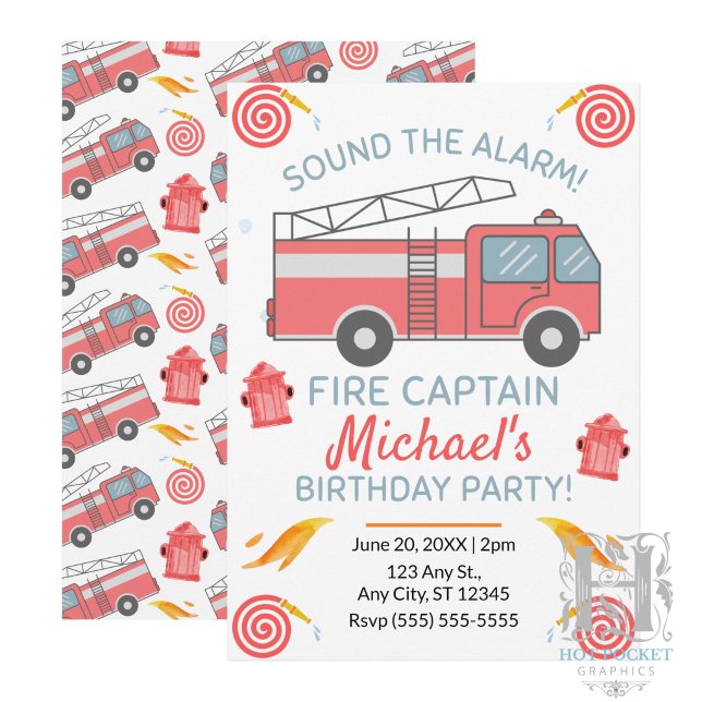 Fire Truck Birthday Invitation (Creator Uploaded)