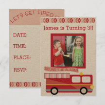 Fire Truck Birthday Invitation