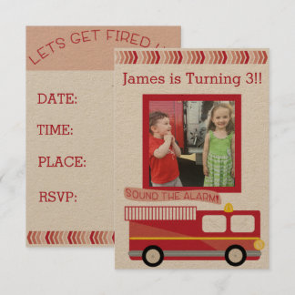 Fire Truck Birthday Invitation