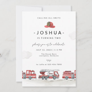 Fire truck Birthday Invitation, Fire station  Invitation
