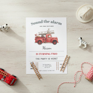 Fire Truck Birthday Invitation Sound the Alarm