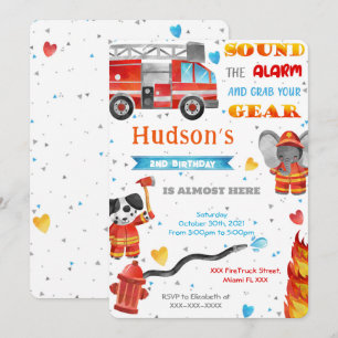 Fire Truck Birthday Invitations