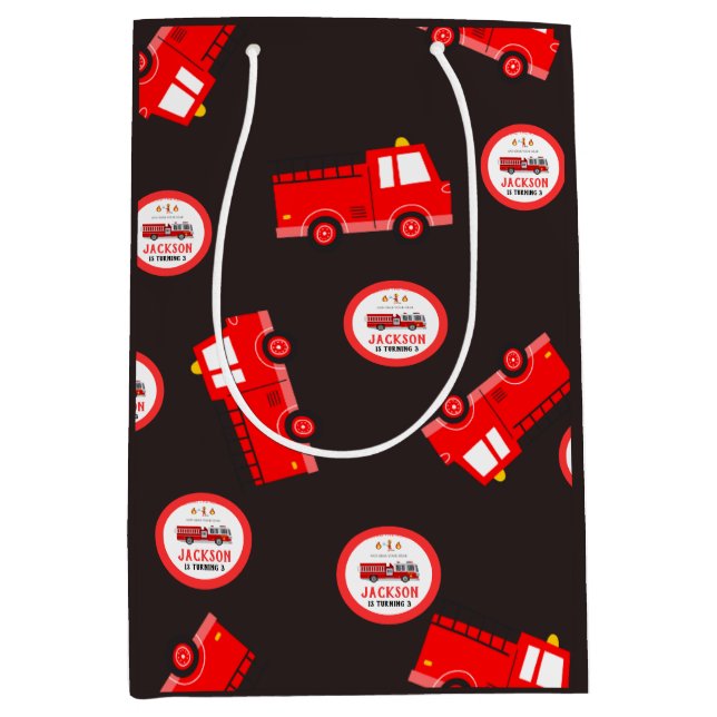 Fire truck Birthday Medium Gift Bag (Front)