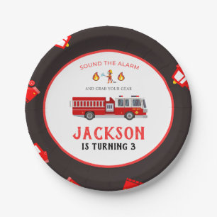 Fire truck Birthday Paper Plate