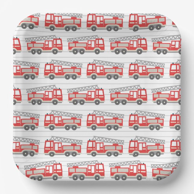 Fire Truck Birthday Paper Plate (Front)