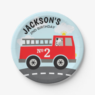 Fire Truck Birthday Paper Plates
