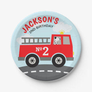Fire Truck Birthday Paper Plates