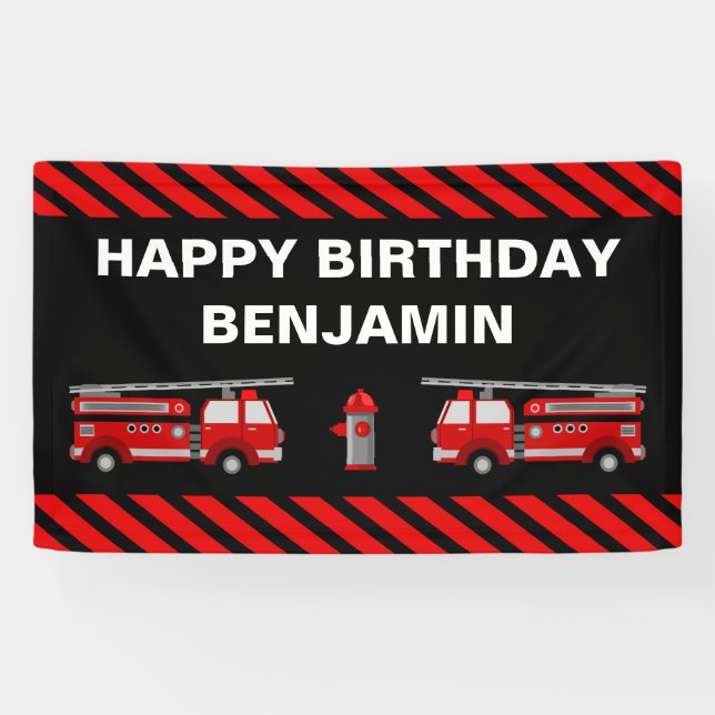 Fire Truck Birthday Party Banner (Horizontal)