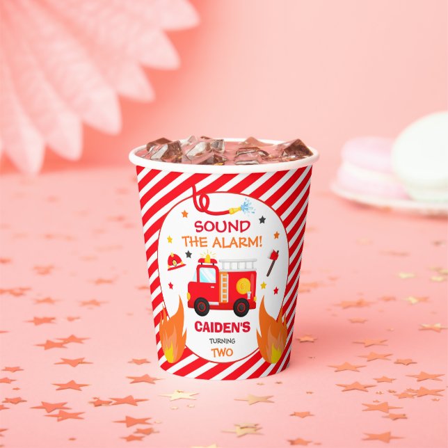 Fire truck Birthday Party Decor Fire Engine Party Paper Cups (Insitu)