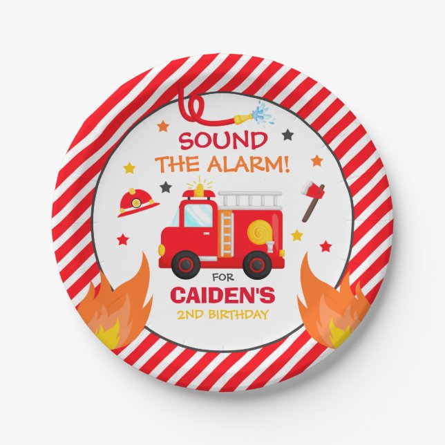 Fire truck Birthday Party Decorations  Paper Plate (Front)