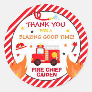 Fire truck Birthday Party Favour Decorations Classic Round Sticker