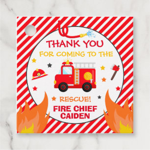 Fire truck Birthday Party Favour Decorations Tags