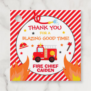 Fire truck Birthday Party Favour Decorations Tags