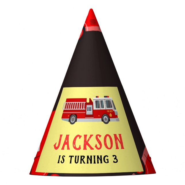 Fire truck Birthday Party Hat (Front)