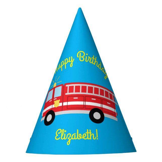 Fire Truck Birthday Party  Hat (Front)