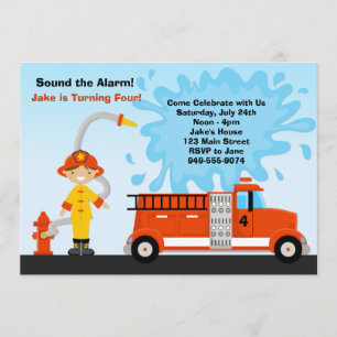 Fire Truck Birthday Party Invitation