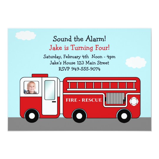 Fire Truck Birthday Party Invitation