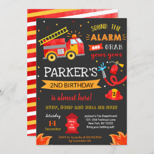 Fire Truck Birthday Party Invitation Fireman