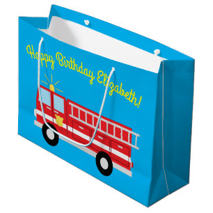 Fire Truck Birthday Party Large Gift Bag
