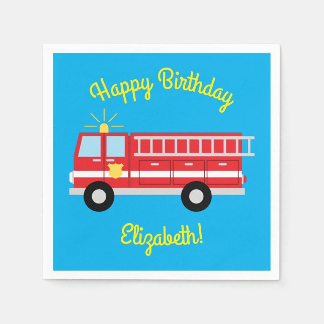 Fire Truck Birthday Party  Napkin (Front)