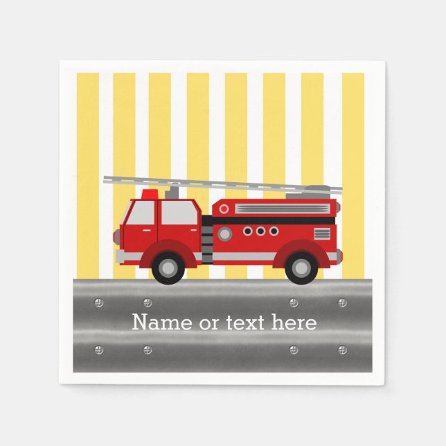 Fire truck birthday party napkin (Front)